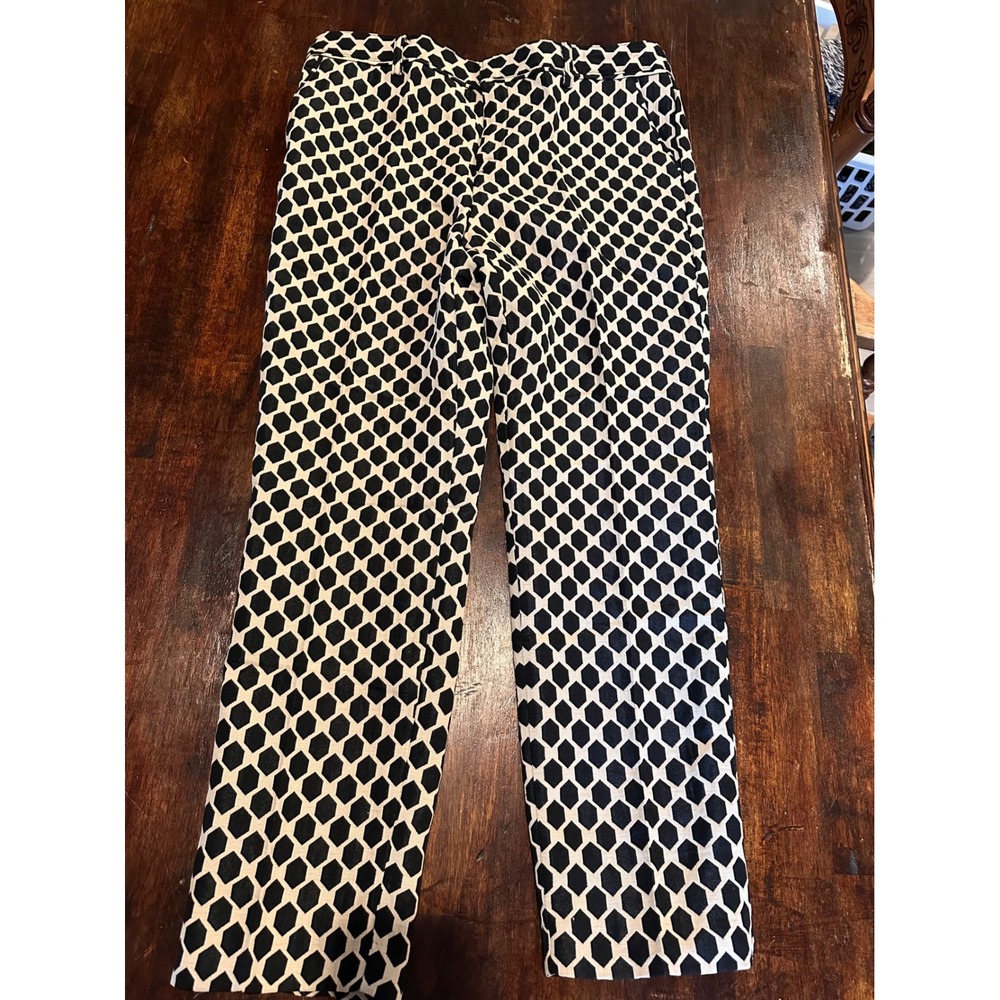 Worthington Trousers Women 8 Black Beige Excellent Geometric Ankle Pants